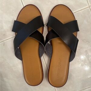 Cynthia Rowley Black Leather Cross Strap Sandals Size 8.5